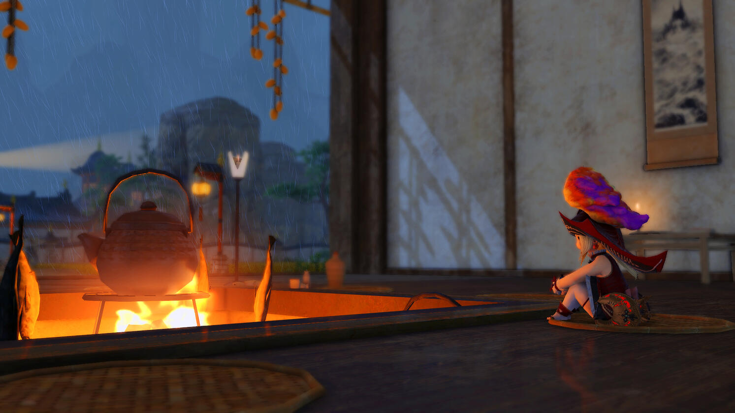 Waiting for the rain to pass.